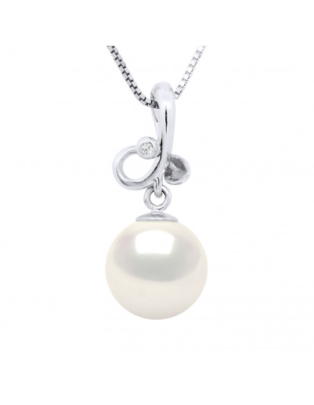 Jewellery Pendants Round Pearl - Sizes from 9 to 12 mm - Diamonds 0.010 Cts - Gold 750 - Chain Offered - FUCK