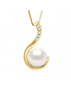 Collier Joaillerie Perle Ronde 9-10 mm - Diamants 0.060...