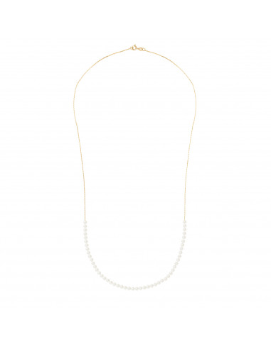 Collier Chaine 50 Perles Rondes 3-4 mm - 60 cm  - Chaine Forçat - Or 375 - TOLBIAC