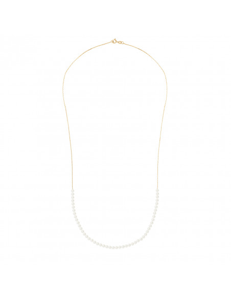 Necklace Chain 50 round beads 3-4 mm - 60 cm - Chain Forçat - Gold 375 - Tolbiac