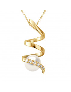 Pendentif Joaillerie Perle Ronde 7-8 mm - Diamants 0.060...