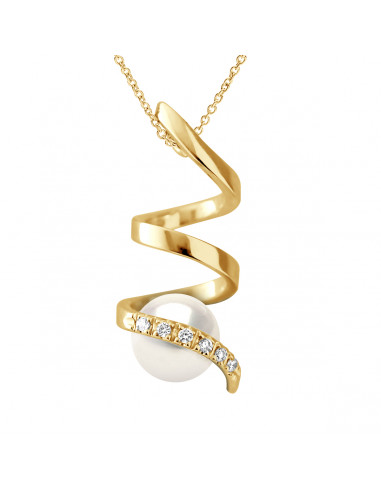 Jewelery Pendant Round Pearl 7-8 mm - Diamonds...