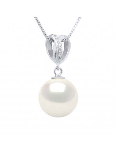 Pendentifs Joaillerie Perles Rondes - Tailles de 9 à 11 mm - Diamants 0.030 Cts - Or 750 - Chaîne Offerte - GARIBALDI