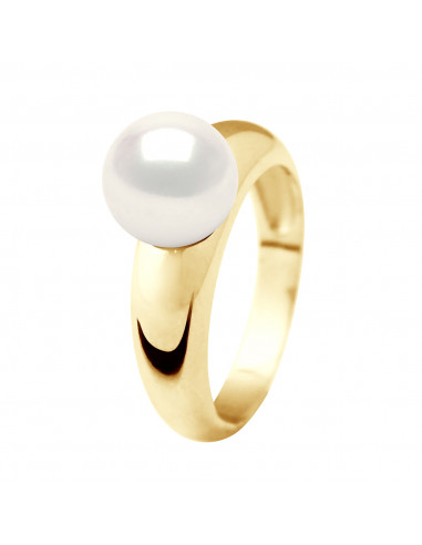 Bague Jonc Perle Ronde 9-10 mm - Or 750 - SAINT GERMAIN