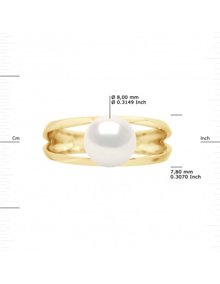 Bague Jonc Perle Ronde 8-9 mm - Or 375 - FOCH
