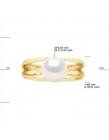 Bague Jonc Perle Ronde 8-9 mm - Or 750 - MURAT