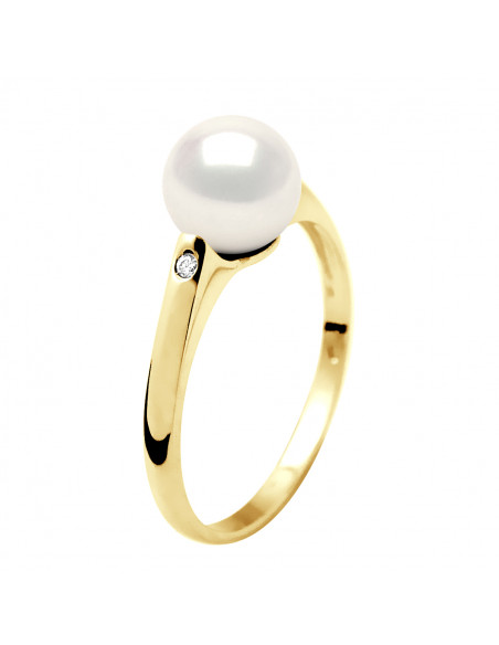 Ring Round Jewelry Round 8-9 mm - Diamonds 0.020 CTS - Gold 375 - Montaigne