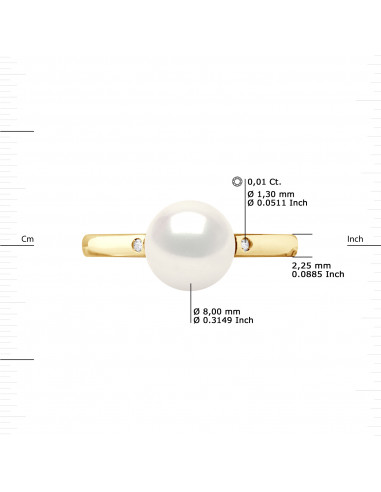 Ring Jewelry Round Pearl 8-9 mm - Diamonds...