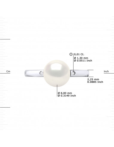 Bague Joaillerie Perle Ronde 8-9 mm - Diamants...