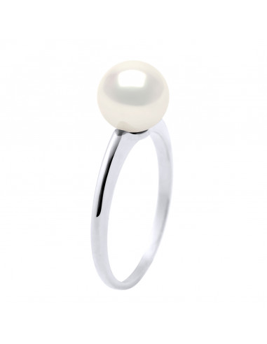 Bague Jonc Perle Ronde 7-8 mm - Or 375 - MASSY