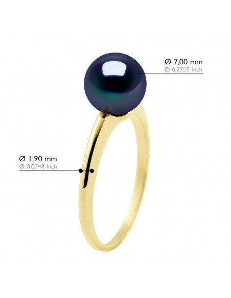 Bague Jonc Perle Ronde 7-8 mm - Or 375 - MASSY