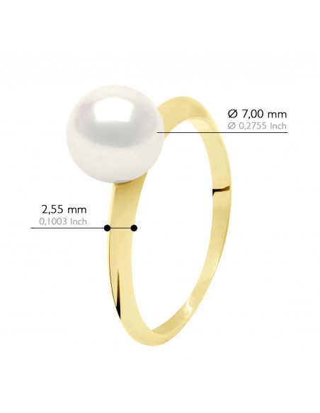 Bague Perle Ronde 7-8 mm - Jonc Or 375 - VALENCIENNES