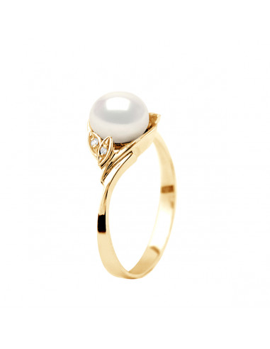 Bague Joaillerie Perle Bouton 7-8 mm - Diamants...