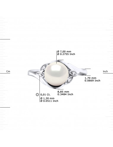 Ring Jewelry Pearl Button 7-8 mm - Diamonds...