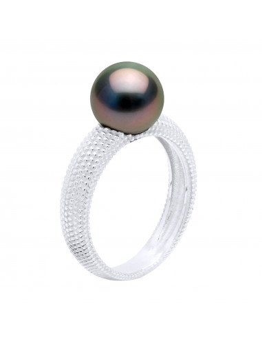 Bague Jonc Prestige - Perle de Tahiti Ronde 8-9 mm - Or 375 - MANUREVA