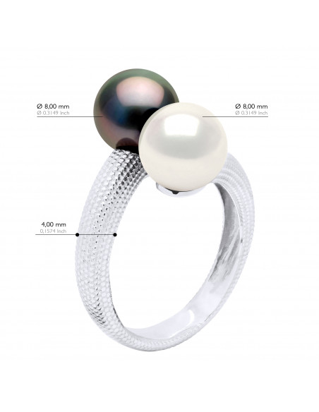 Ring You & Me - Tahitian Pearls and Fresh Round Water 8-9 mm - Jewelry Gold 375 - Tavana