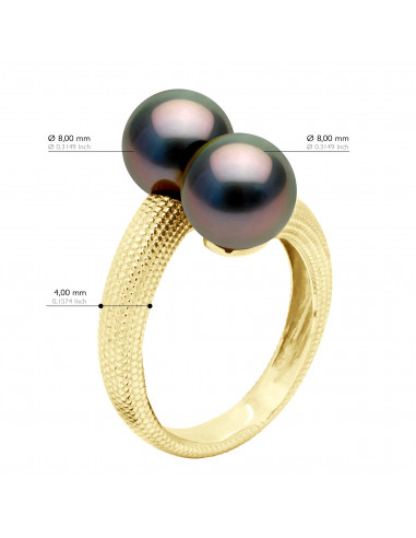 TOI & ME ring - Round 8-9 mm Tahiti Beads -...