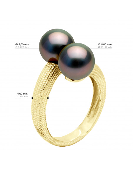 TOI & ME ring - Round 8-9 mm Tahiti Beads - Gold Jewellery 750 - FAKANU