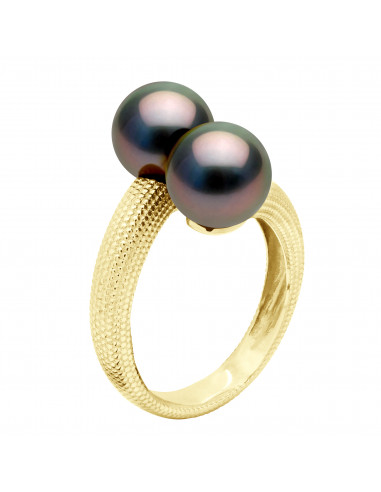 Bague TOI & MOI - Perles de Tahiti Rondes 8-9...