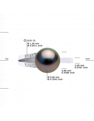 Ring Round Jewelery Tahitian Pearl Round 8-9 mm...