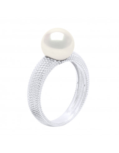 Bague Jonc Prestige - Perle Ronde 8-9 mm - Or 375 - AZAY