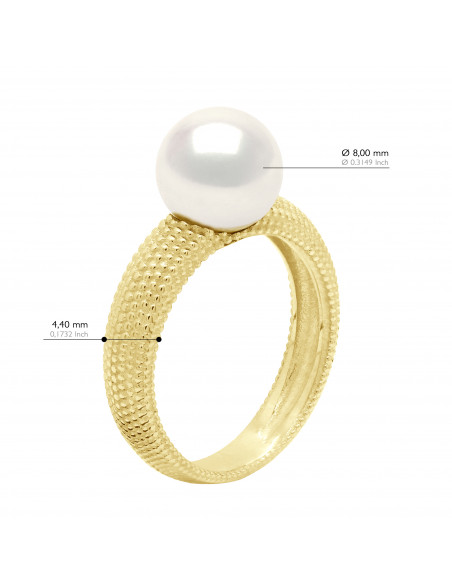 Bague Jonc Prestige - Perle Ronde 8-9 mm - Or 750 - TALCY