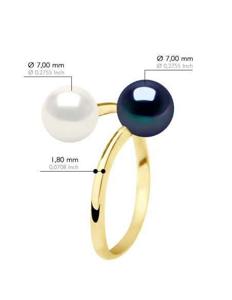 Bague TOI & MOI - Perles Rondes 7-8 mm - Or 750 - LUTECIA