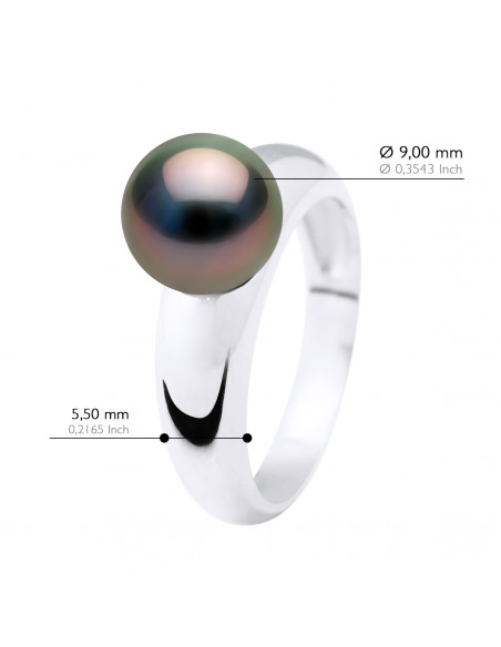 Bague Jonc Volume - Perle de Tahiti Ronde 9-10 mm - Or 375 - IPATEMA