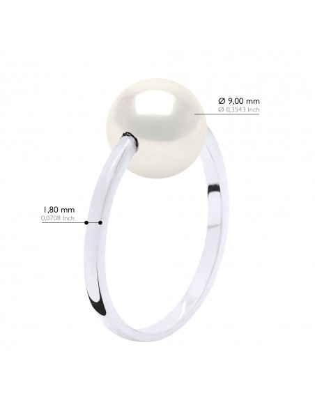 Bague Jonc Perle Ronde 9-10 mm - Or 375 - HUISMES