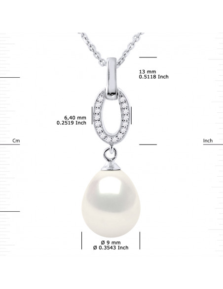 Jewelery Necklace Pear Pear 9-10 mm - Several Colors - Silver 925 - Houlgate