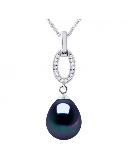 Jewelery Necklace Pear Pear 9-10 mm - Several Colors - Silver 925 - Houlgate