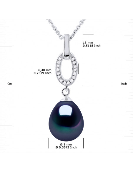 Jewelery Necklace Pear Pear 9-10 mm - Several Colors - Silver 925 - Houlgate