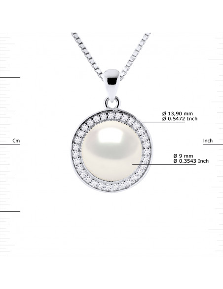 Necklace Jewelry Pearl Button 10-11 mm - Several Colors - Silver 925 - Pornic
