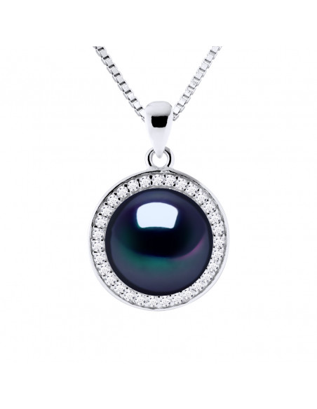 Necklace Jewelry Pearl Button 10-11 mm - Several Colors - Silver 925 - Pornic