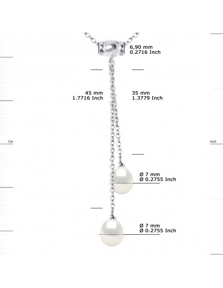 Collier Toi & Moi Perles Poires 7-8 mm - Plusieurs Coloris - Argent 925 - MENTON