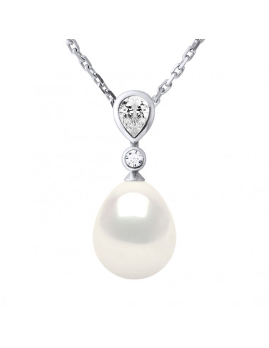 Collier Joaillerie Perle Poire 8-9 mm - Plusieurs Coloris - Argent 925 - CABOURG