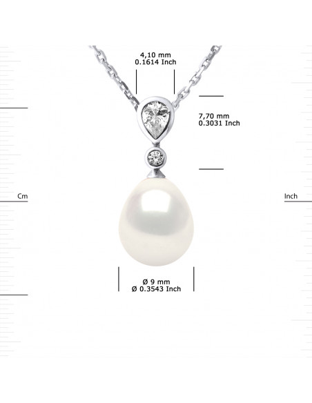 Jewelery Necklace Pear Pear 8-9 mm - Several Colors - Silver 925 - Cabourg