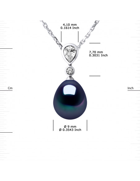 Jewelery Necklace Pear Pear 8-9 mm - Several Colors - Silver 925 - Cabourg