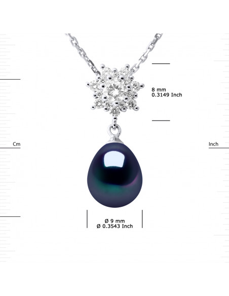 Jewelery Necklace Pear Pear 9-10 mm - Several Colors - Silver 925 - Honfleur