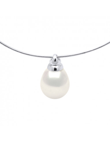 Collier Oméga Perle Poire 10-11 mm - Plusieurs Coloris - Argent 925 - TROUVILLE