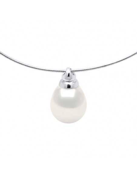 Collier Oméga Perle Poire 10-11 mm - Plusieurs Coloris - Argent 925 - TROUVILLE