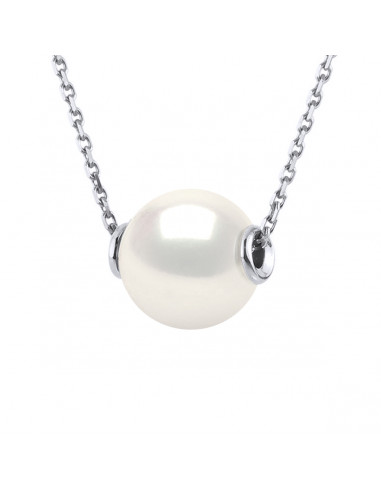 Collier Perle Ronde 10-11 mm - Plusieurs Coloris - Chaîne Forçat Luxe - Argent 925 - ARGELES