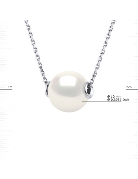 Collier Perle Ronde 10-11 mm - Plusieurs Coloris - Chaîne Forçat Luxe - Argent 925 - ARGELES