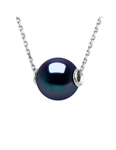 Collier Perle Ronde 10-11 mm - Plusieurs Coloris - Chaîne Forçat Luxe - Argent 925 - ARGELES