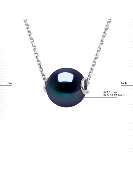 Collier Perle Ronde 10-11 mm - Plusieurs Coloris - Chaîne Forçat Luxe - Argent 925 - ARGELES