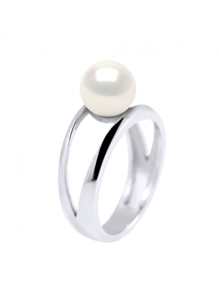Bagues Jonc Perle Bouton 8-9 mm - Plusieurs Coloris - Argent 925 - VIAS