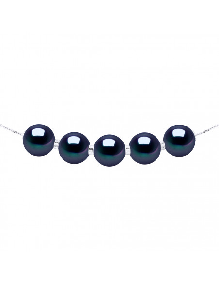 Colliers Chainage 5 Perles Rondes 9-10 mm - Plusieurs Coloris - Or 375 - MARCEAU