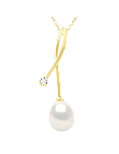 Collier Pendentif Joaillerie Perle Poire 8-9 mm...