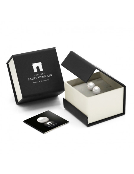 Boucles d'Oreilles Recto Verso GM Perle Bouton 9-10 mm - Plusieurs Coloris - Argent 925 - NIEUPORT
