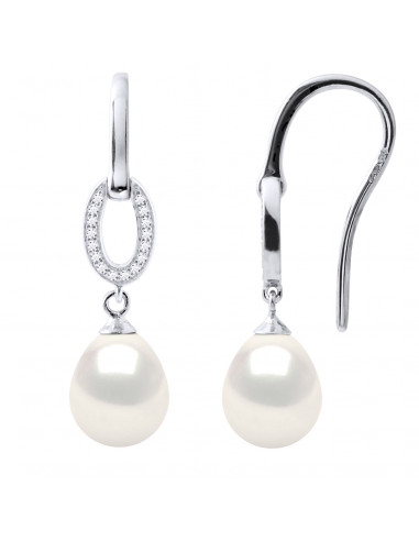 Boucles d’Oreilles Joaillerie Pendantes Perles Poires 8-9 mm - Plusieurs Coloris - Argent 925 - ROYAN